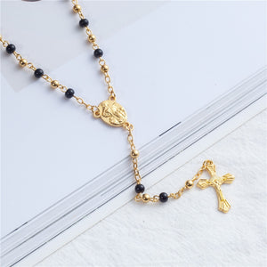 Devotional Prayer Rosary Alloy Beads with Cross - Long Chain