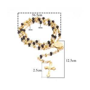 Devotional Prayer Rosary Alloy Beads with Cross - Long Chain