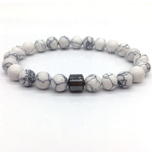 Cylinder Hematite Bracelet Classic Natural Stone Beaded Bangles for Men