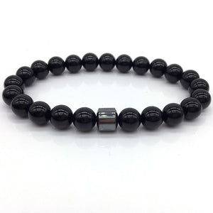 Cylinder Hematite Bracelet Classic Natural Stone Beaded Bangles for Men