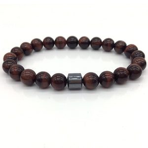 Cylinder Hematite Bracelet Classic Natural Stone Beaded Bangles for Men