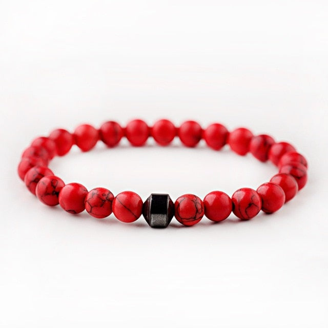 Cylinder Hematite Bracelet Classic Natural Stone Beaded Bangles for Men