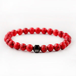 Cylinder Hematite Bracelet Classic Natural Stone Beaded Bangles for Men