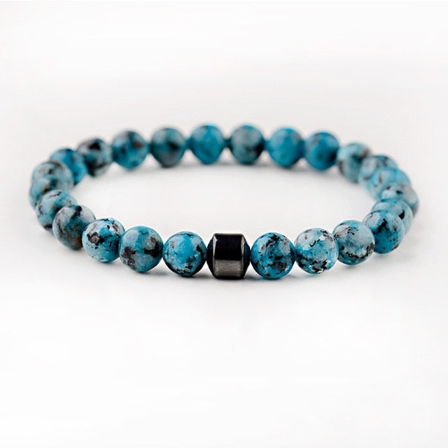 Cylinder Hematite Bracelet Classic Natural Stone Beaded Bangles for Men