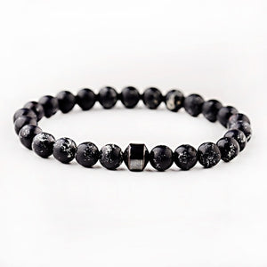 Cylinder Hematite Bracelet Classic Natural Stone Beaded Bangles for Men