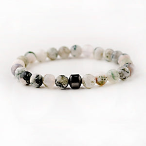 Cylinder Hematite Bracelet Classic Natural Stone Beaded Bangles for Men