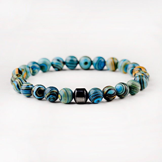 Cylinder Hematite Bracelet Classic Natural Stone Beaded Bangles for Men