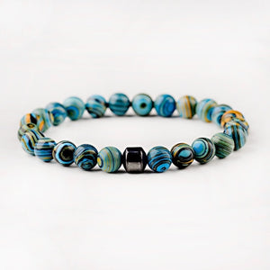 Cylinder Hematite Bracelet Classic Natural Stone Beaded Bangles for Men