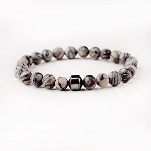 Cylinder Hematite Bracelet Classic Natural Stone Beaded Bangles for Men