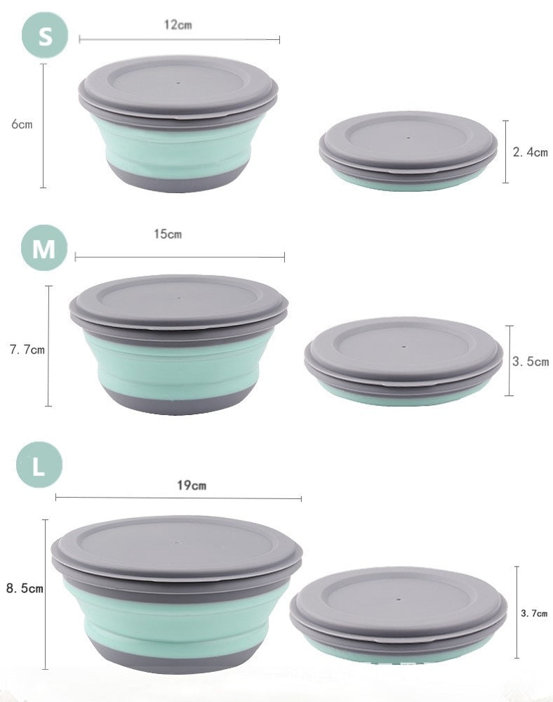 Set of 3 pcs Foldable Silicone Food Container Bowls