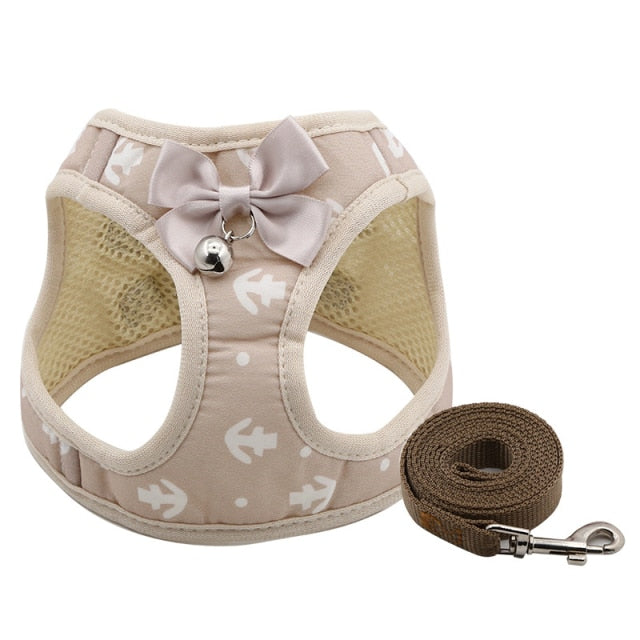 Harness and Leash Set with Bell and Bow-Knot Decoration for Kitten, Cat, Puppy and Small Dog