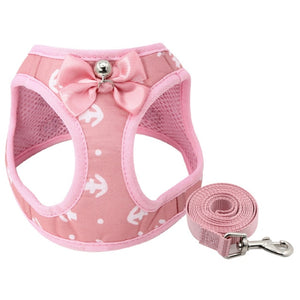 Harness and Leash Set with Bell and Bow-Knot Decoration for Kitten, Cat, Puppy and Small Dog