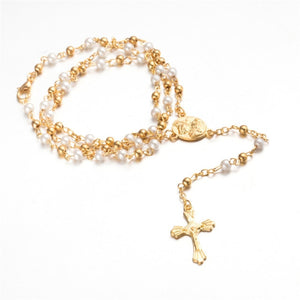 Devotional Prayer Rosary Alloy Beads with Cross - Long Chain