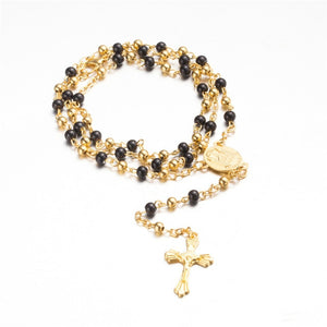 Devotional Prayer Rosary Alloy Beads with Cross - Long Chain