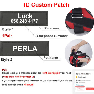 Personalized (Custom Name and Contact) Patch No-Pull Reflective Adjustable Dog Vest Harness for Small to Large Dogs