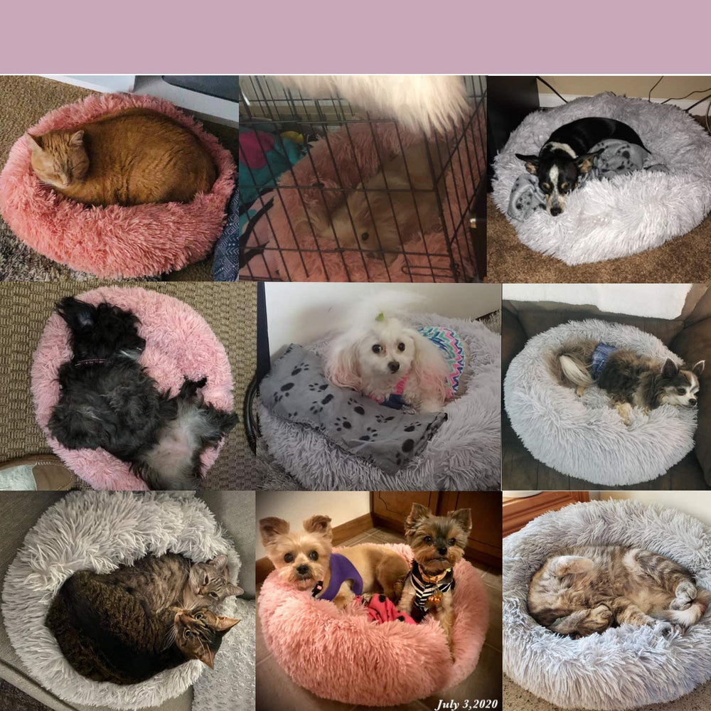 Pet Bed Fluffy Donut Round Sofa for Small, Medium, Large Dogs and Cats