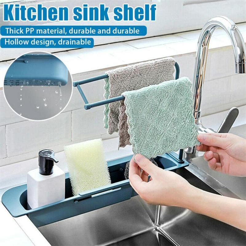 Kitchen Sink Telescopic Organizer Adjustable Drain Rack Storage