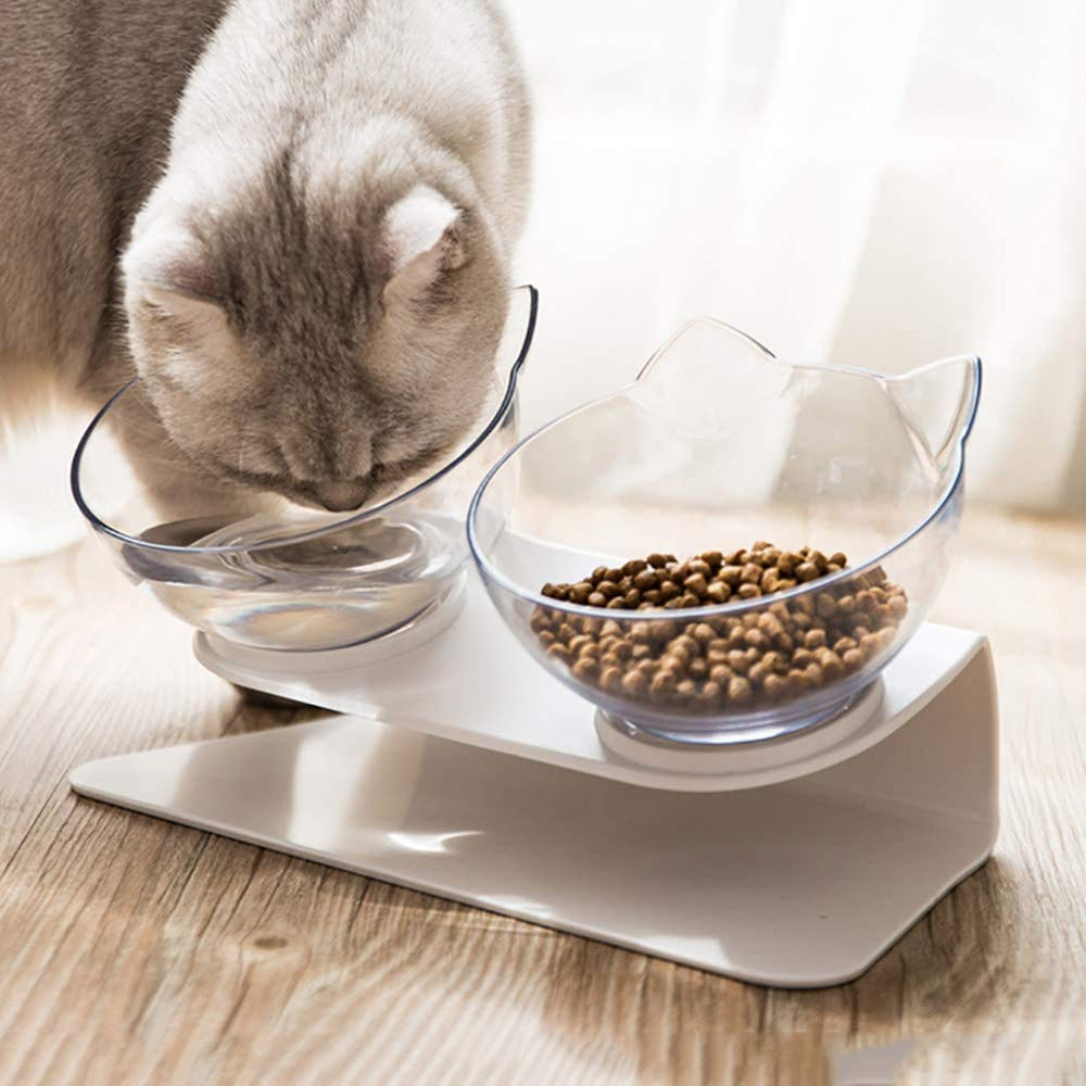 Tilted Cat Bowl/s With Stand