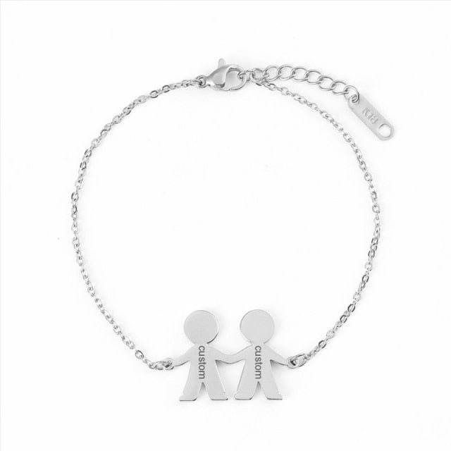 Personalized Names Engraved Bracelet for Couple Women Men