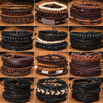 Handmade Braided Leather Multi Layer Men Women Bracelet Bangle Wristband