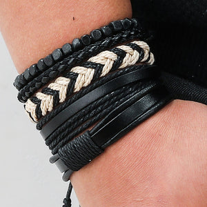 Handmade Braided Leather Multi Layer Men Women Bracelet Bangle Wristband