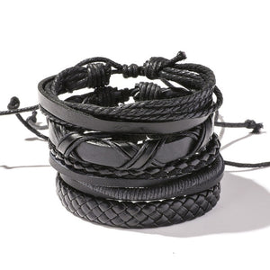 Handmade Braided Leather Multi Layer Men Women Bracelet Bangle Wristband