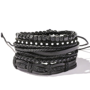 Handmade Braided Leather Multi Layer Men Women Bracelet Bangle Wristband