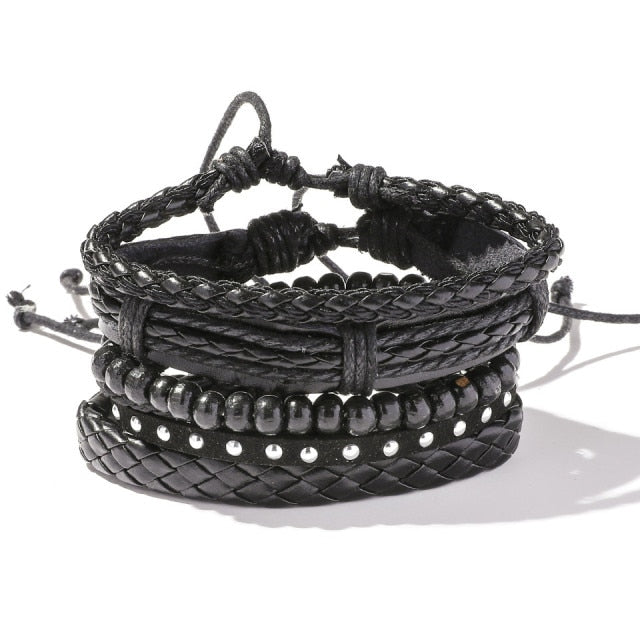 Handmade Braided Leather Multi Layer Men Women Bracelet Bangle Wristband