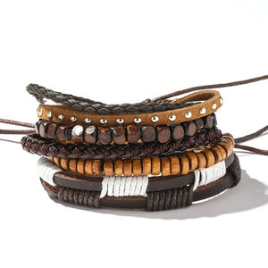 Handmade Braided Leather Multi Layer Men Women Bracelet Bangle Wristband