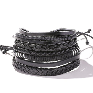 Handmade Braided Leather Multi Layer Men Women Bracelet Bangle Wristband