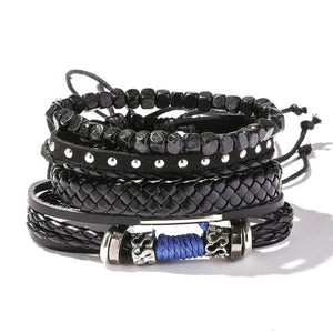 Handmade Braided Leather Multi Layer Men Women Bracelet Bangle Wristband