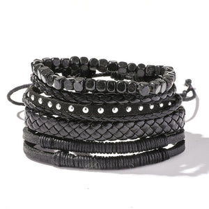 Handmade Braided Leather Multi Layer Men Women Bracelet Bangle Wristband