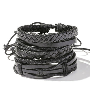 Handmade Braided Leather Multi Layer Men Women Bracelet Bangle Wristband