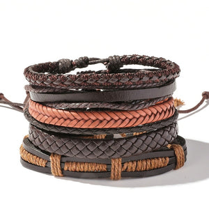 Handmade Braided Leather Multi Layer Men Women Bracelet Bangle Wristband