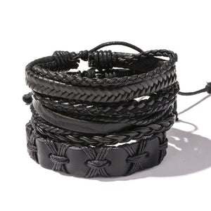 Handmade Braided Leather Multi Layer Men Women Bracelet Bangle Wristband