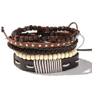 Handmade Braided Leather Multi Layer Men Women Bracelet Bangle Wristband