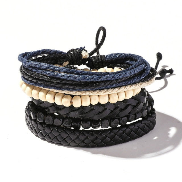 Handmade Braided Leather Multi Layer Men Women Bracelet Bangle Wristband