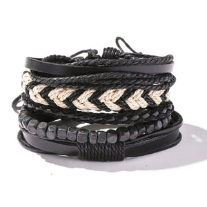 Handmade Braided Leather Multi Layer Men Women Bracelet Bangle Wristband