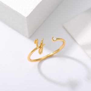 Exquisite Initial Alphabet Aa to Zz - any of the 26 alphabets Stainless Steel Adjustable Ring