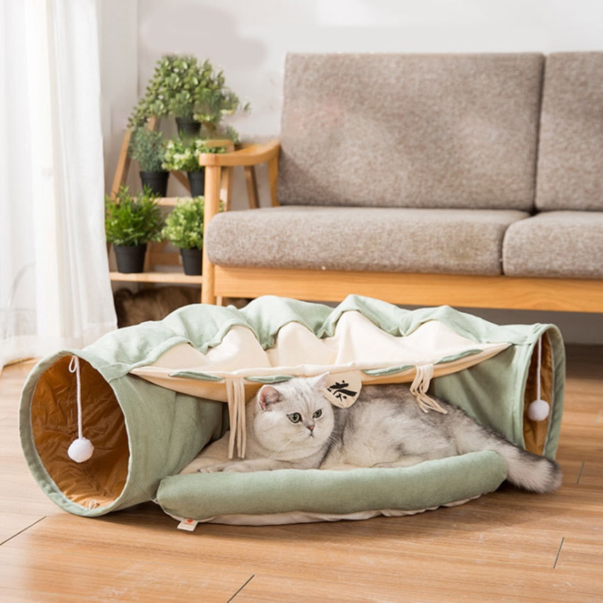 Pet Bed House Collapsible Tunnel Tube Play Tent for Cat Kitten Puppy