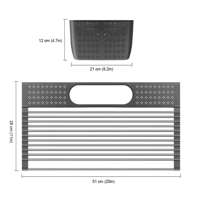 Dish Drainer Over Sink, Kitchen Organizer Multi-Use Roll-up