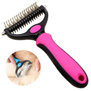 Pet Hair Shedding Grooming Brush Double Sided Undercoat Rake Comb for Dogs and Cats