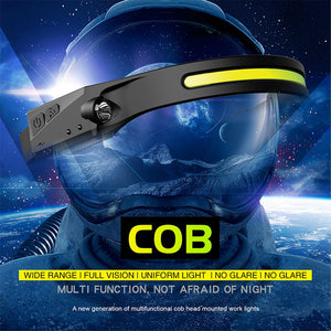 LED Induction Headlamp USB Rechargeable Flashlight Warning Torch