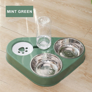 3-in-1 Pet Feeder Food and Drinking Bowl Stainless Steel Water Dispenser