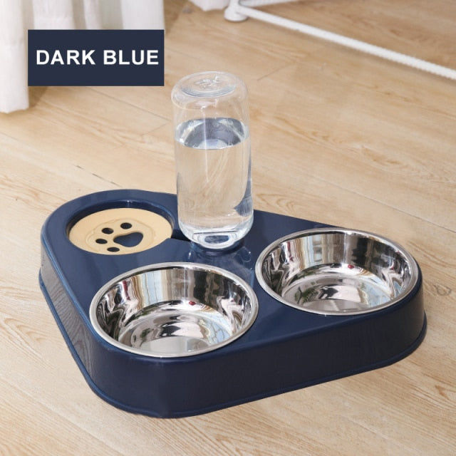 3-in-1 Pet Feeder Food and Drinking Bowl Stainless Steel Water Dispenser