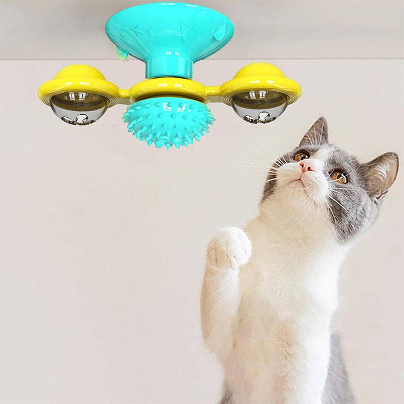 Interactive Rotating Pet Toy with Food Treat Dispenser for Cats and Kittens