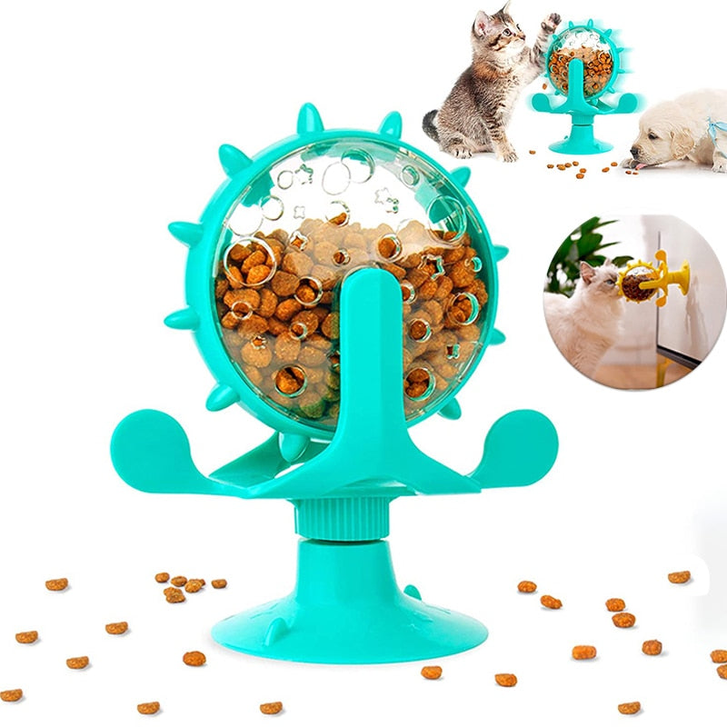 Interactive Rotating Pet Toy with Food Treat Dispenser for Cats Kittens Dogs Puppies