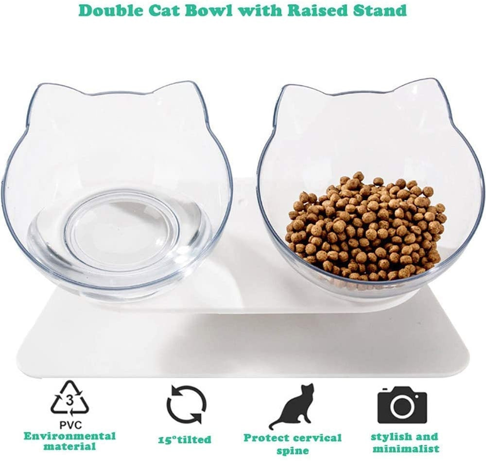 Tilted Cat Bowl/s With Stand