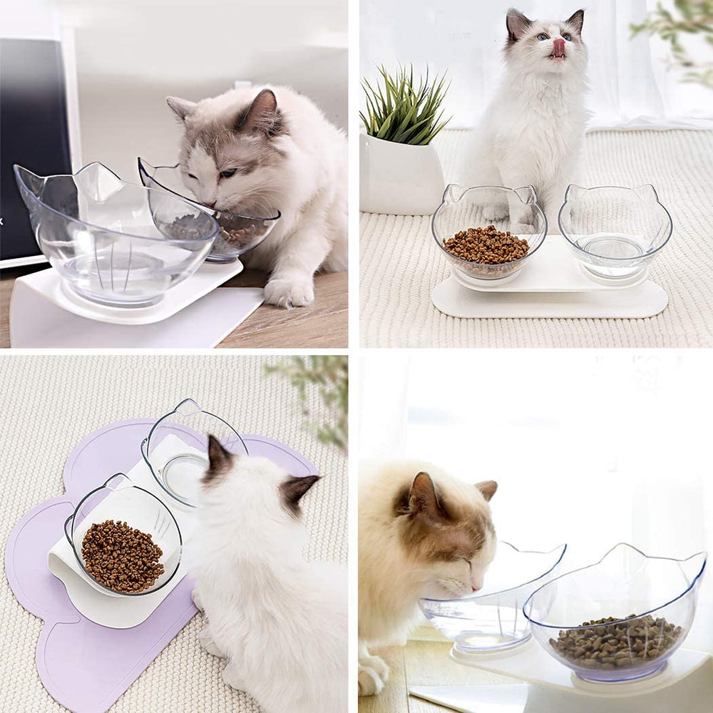 Tilted Cat Bowl/s With Stand