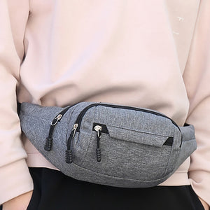 Outdoor Waist Bag Solid Color Zipper